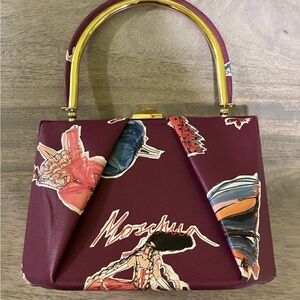 Moschino Burgundy Mini Bag with Gold Accents